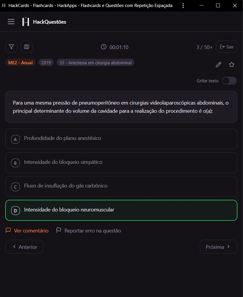 Questão respondida no HackQuestões com alternativa correta destacada e acesso a Ver comentário.